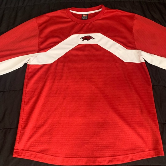 Vintage Nike Mens Sz large Red Arkansas Pullover sweater dri fit - Picture 1 of 8